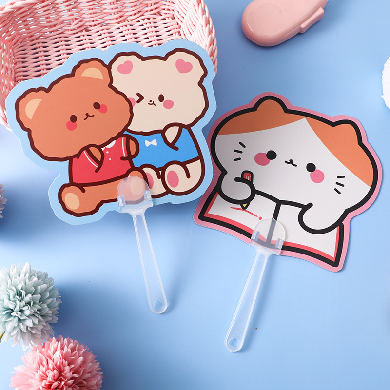 Summer special-shaped long handle hand fan children's hand-held fan cartoon cute small fan stall push gift