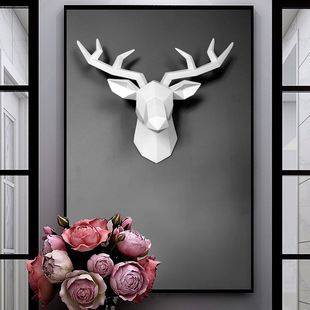 Nordic geometric deer head decoration wall hanging living room TV background wall pendant lucky elk wall decoration light luxury three-dimensional