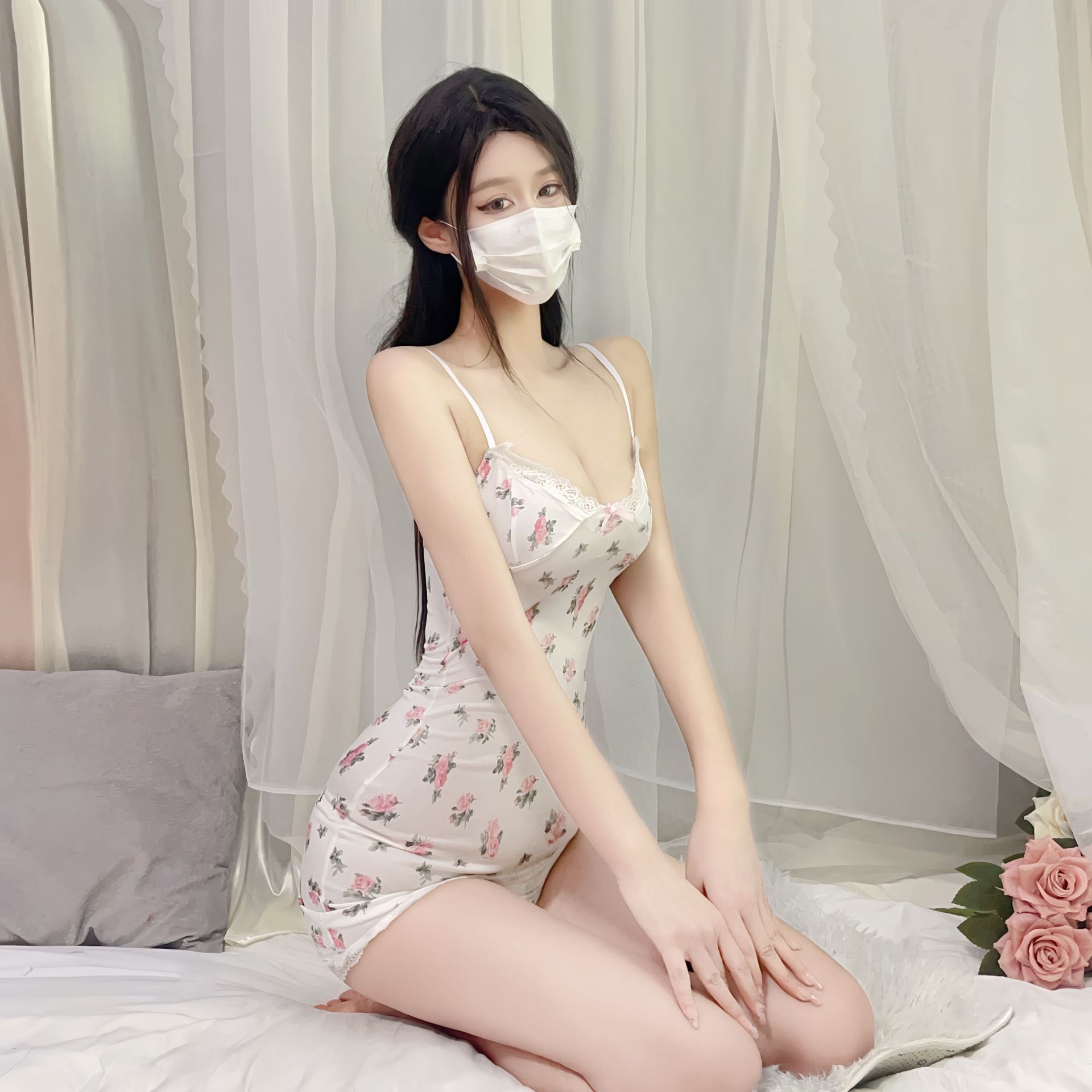 Sexy lingerie small floral contrast color lace stitching sexy low-cut pure desire style sling sheath sexy pure desire style_voghion.com