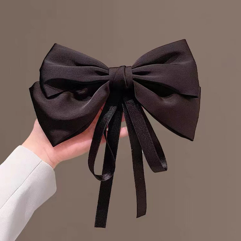 Bow hairpin women's elegant spring clip New style hair accessories satin hair hook back head clip high-grade head accessories