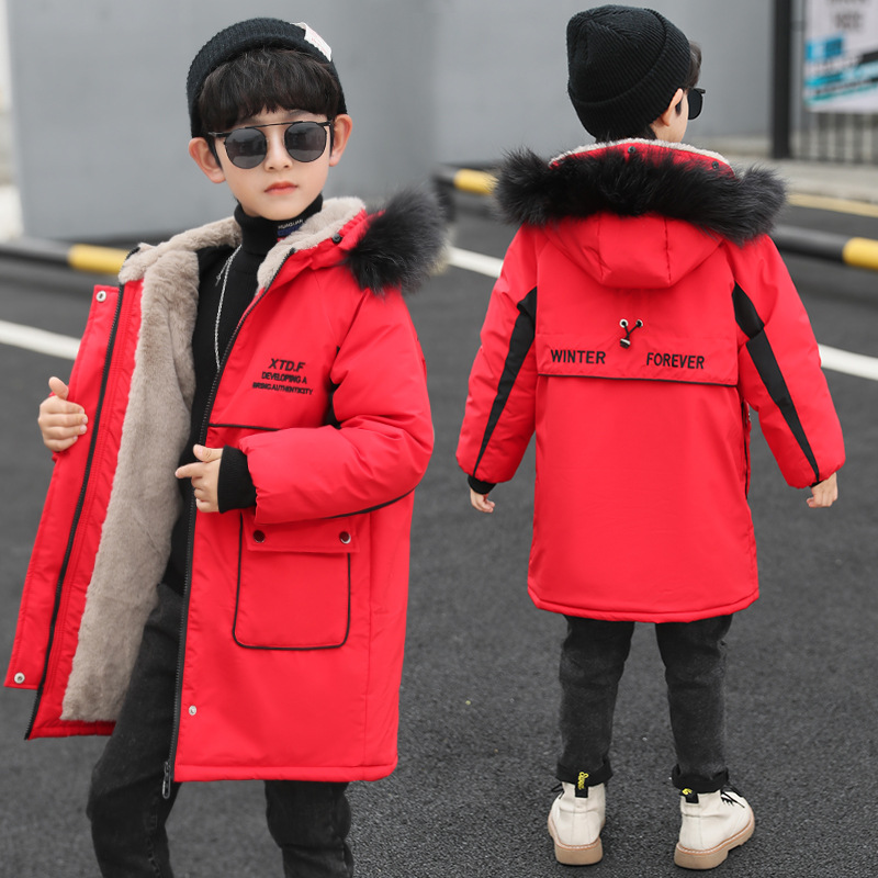 Children's clothing Boys' winter down cotton-padded coat 2023 children's mid-length cotton-padded coat children's thickened boys' cotton-padded coat