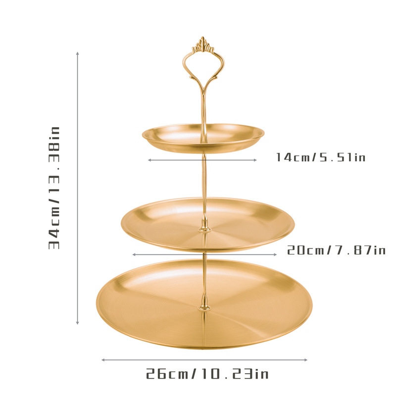 ステンレス鋼多層ケーキデザートテーブルスナックディスプレイフルーツプレートデザートディスプレイラック二層トレイ|undefined