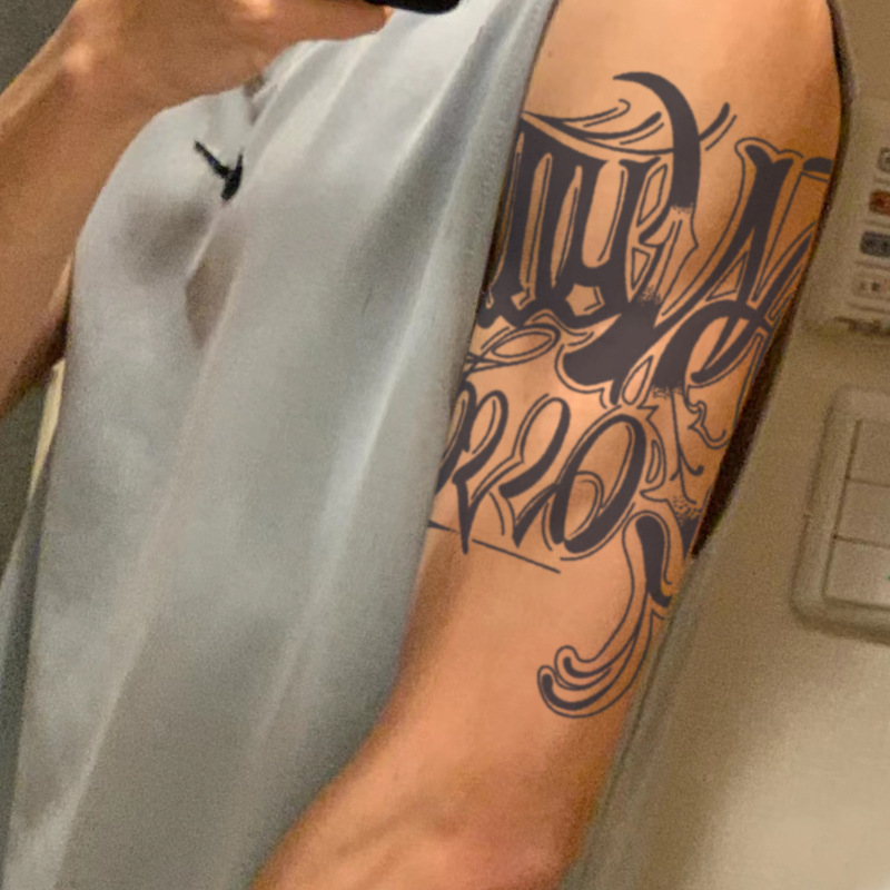 Original Advanced Sense English Letter Tattoo Sticker Waterproof Lasting Artificial Clavicle Semi-Permanent Herbal Juice Paper for Men and Women