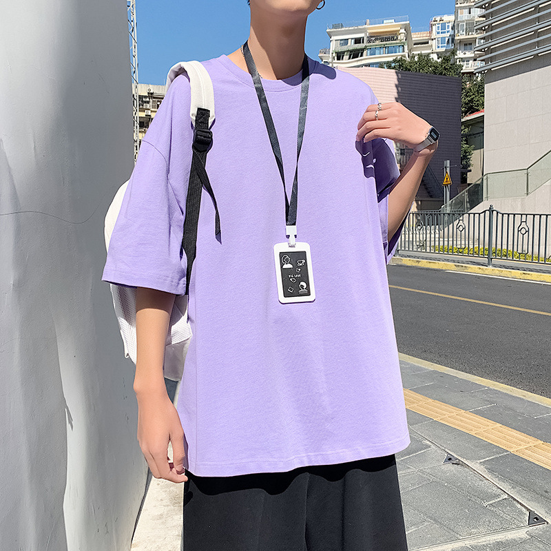 2024 Summer Loose Large Size Lovers Solid Color Round Neck Ins Short-sleeved T-shirt tee DT01