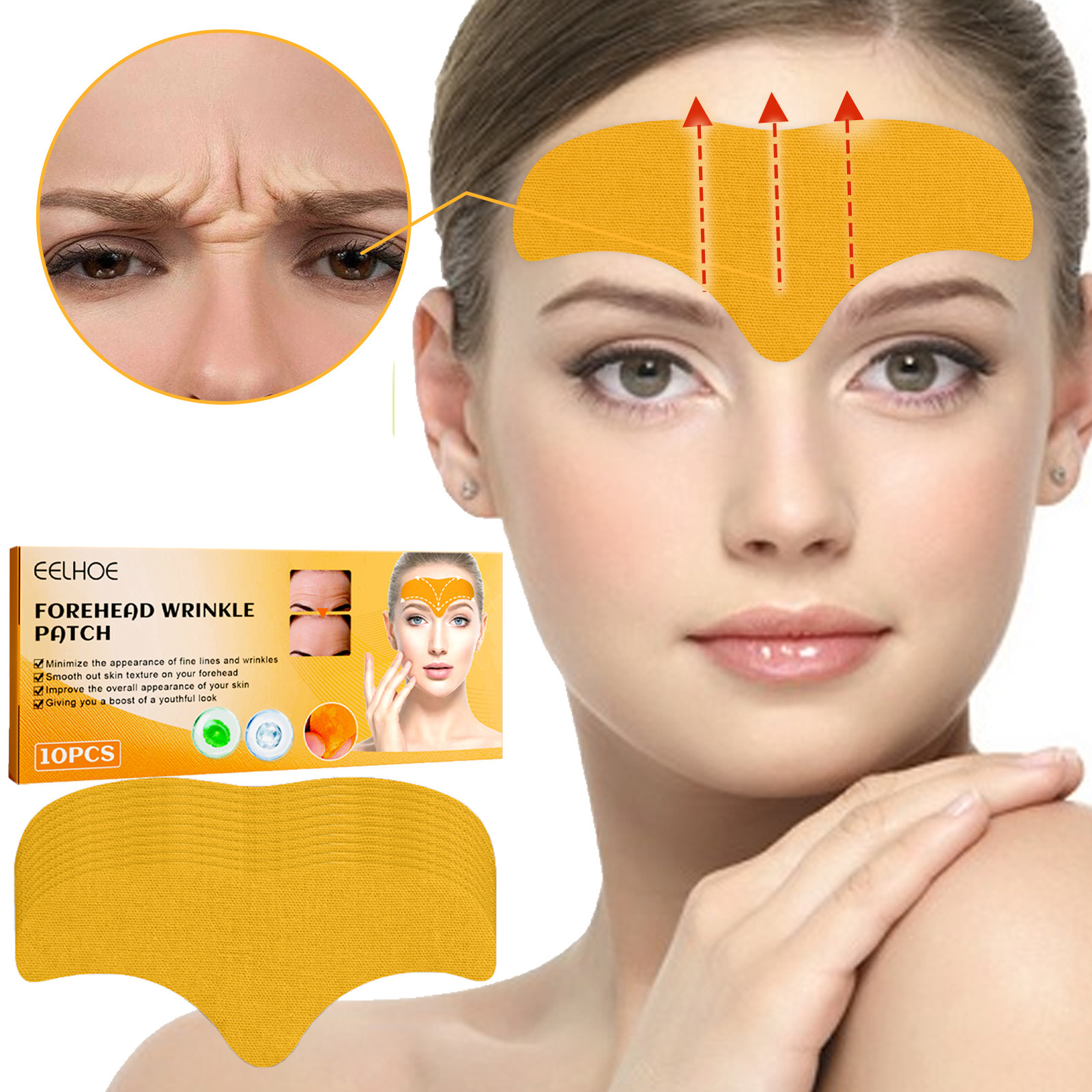 EELHOE Forehead Wrinkle Patch Fades, Smoothes Forehead Wrinkles, Lifts Facial Firming Skin, Forehead Patch