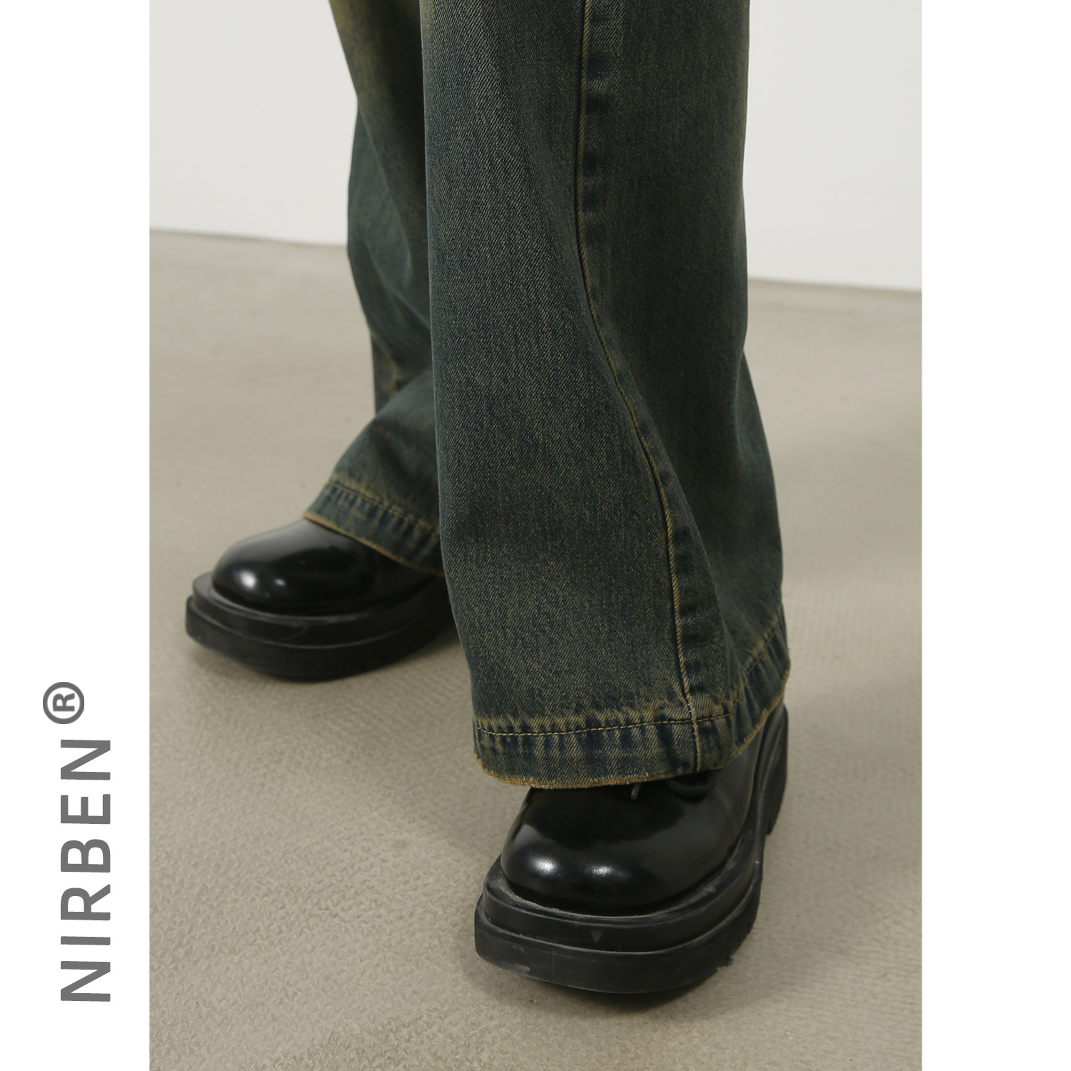 nirben denim | New slim tall micro horn VIBE wind washed old loose jeans pants men's tide