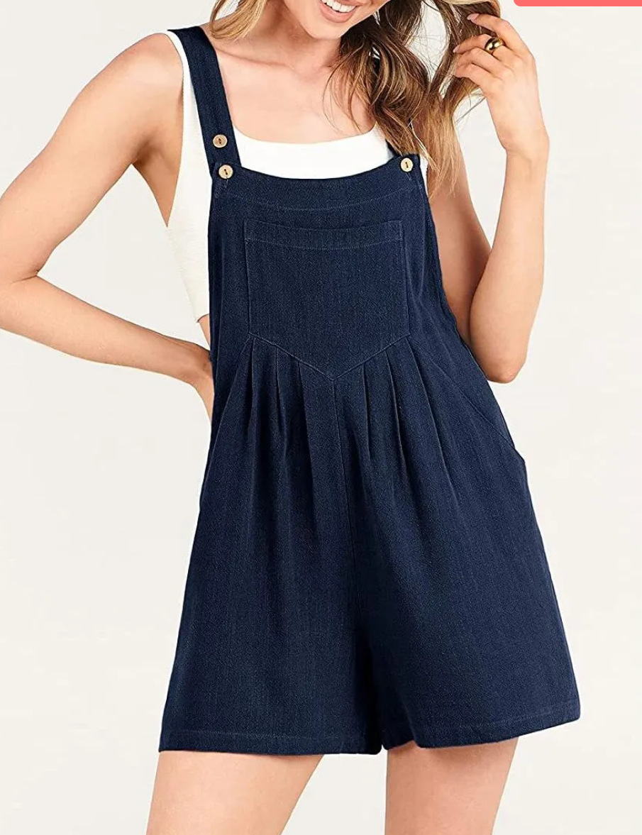 A large quantity of  Amazon cross-border women's clothing, including pocket cotton-linen loose casual slimming wide-leg one-piece shorts