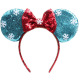 Blue headband red bow snowflake