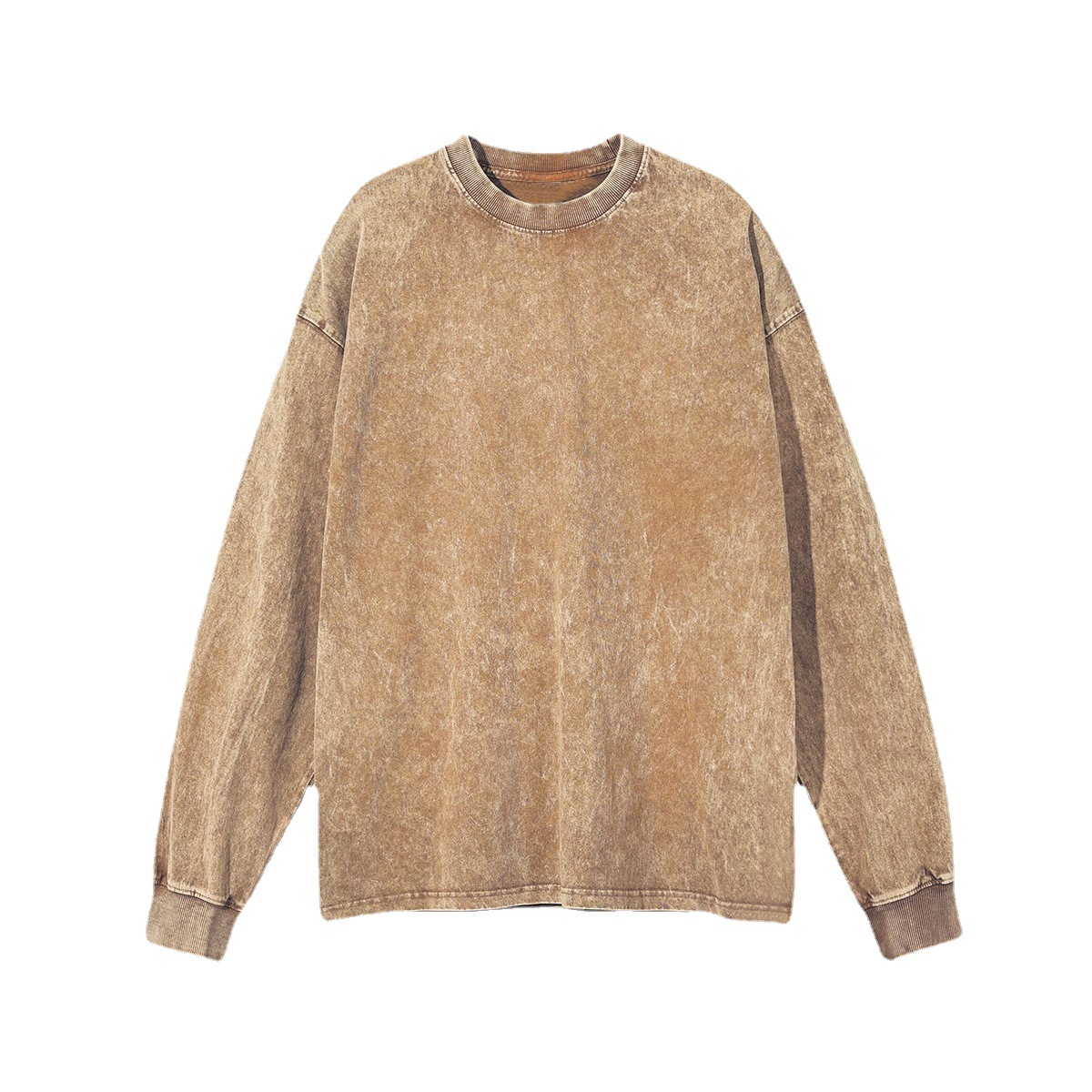 2023 men's and women's autumn New 230g cotton T-shirt fried snowflake retro fashion brand long sleeve wholesale washed distressed