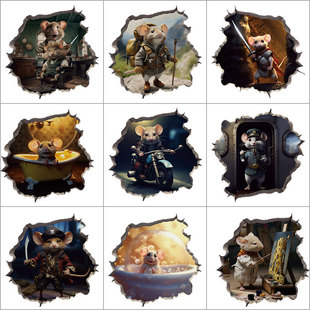 Cartoon Mouse Hole Wall Stickers Home Kitchen Dining Room Skirting Waist Line Animal Decorative Sticker