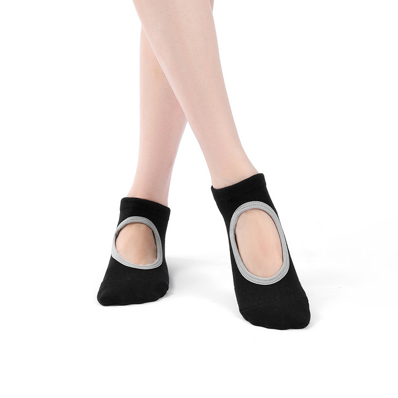 Factory spot professional yoga socks backless Spring and Autumn new non-slip Pilates training short tube floor socks help Generation hair