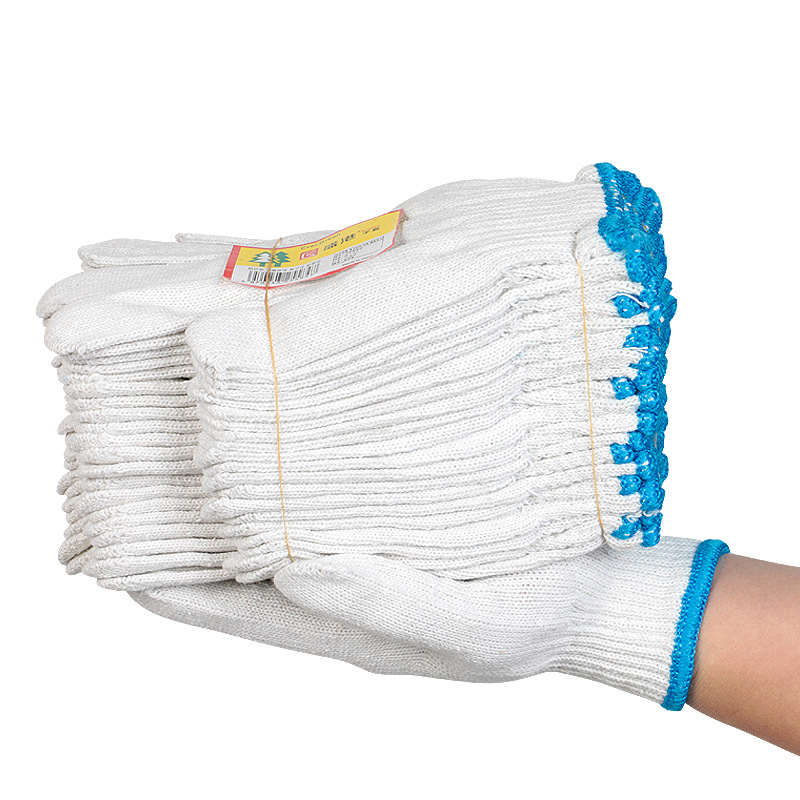 Factory wear-resistant labor protection white cotton nylon gloves construction site work workshop auto repair factory repair car thick labor protection gloves