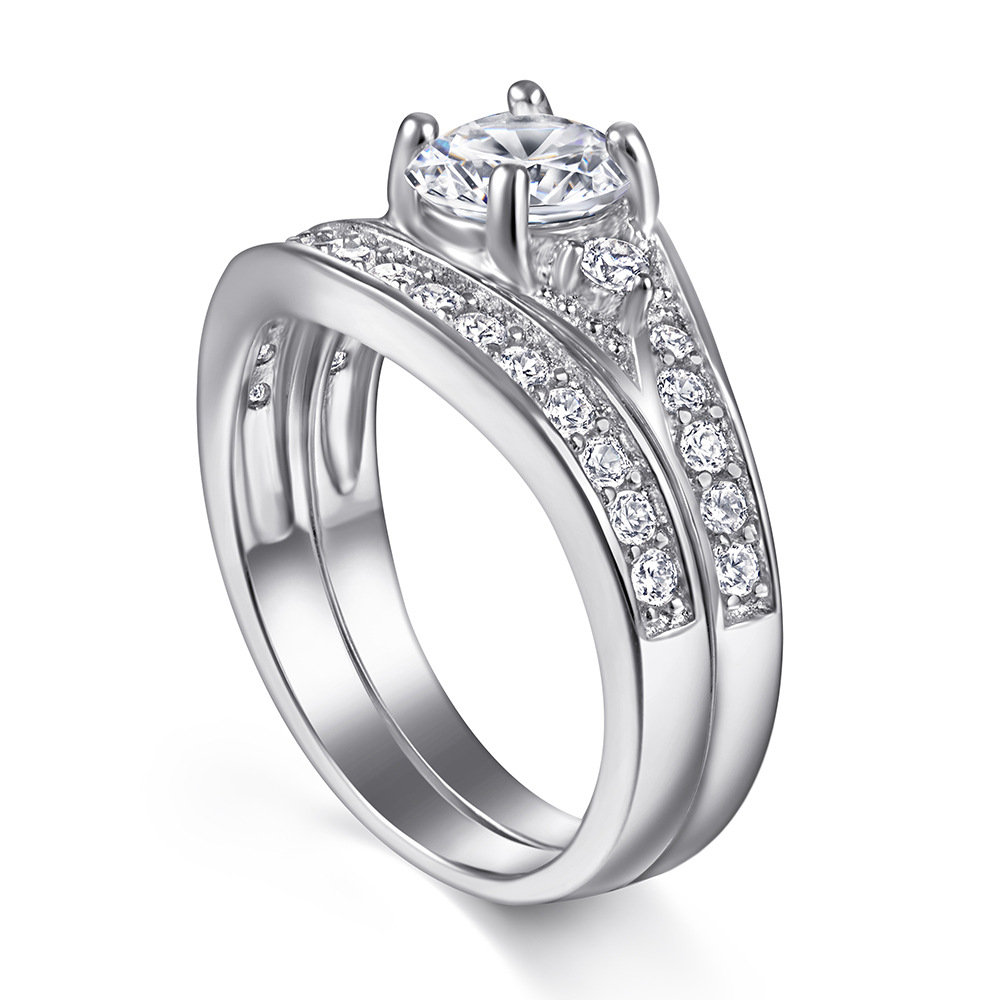 Tong Lin Jewelry S925 Sterling Silver Ring Female Niche Female Set Ring Zircon Ring European and American Fashion Ring New Cross-border