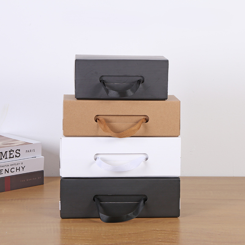 Flying Box Express Box Children's Portable Shoe Box Men's Shoes Women's Shoes Storage Carton White Printable Logo Black Cowhide