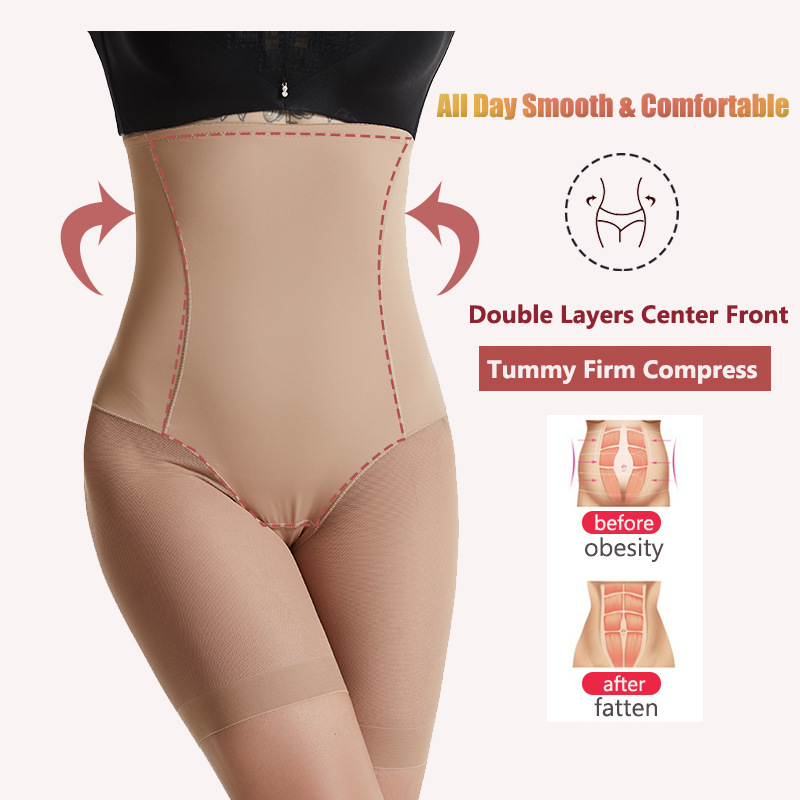 European and american cross-border body shaping pants high waist belly shaping pants hip lifting waist shaping leg anti-exposure safety pants thin