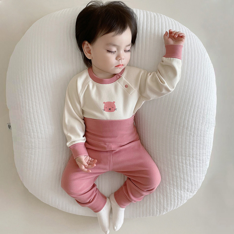 Baby de Velvet thermal underwear suit newborn high waist belly protection pajamas baby boneless autumn clothes long pants leggings