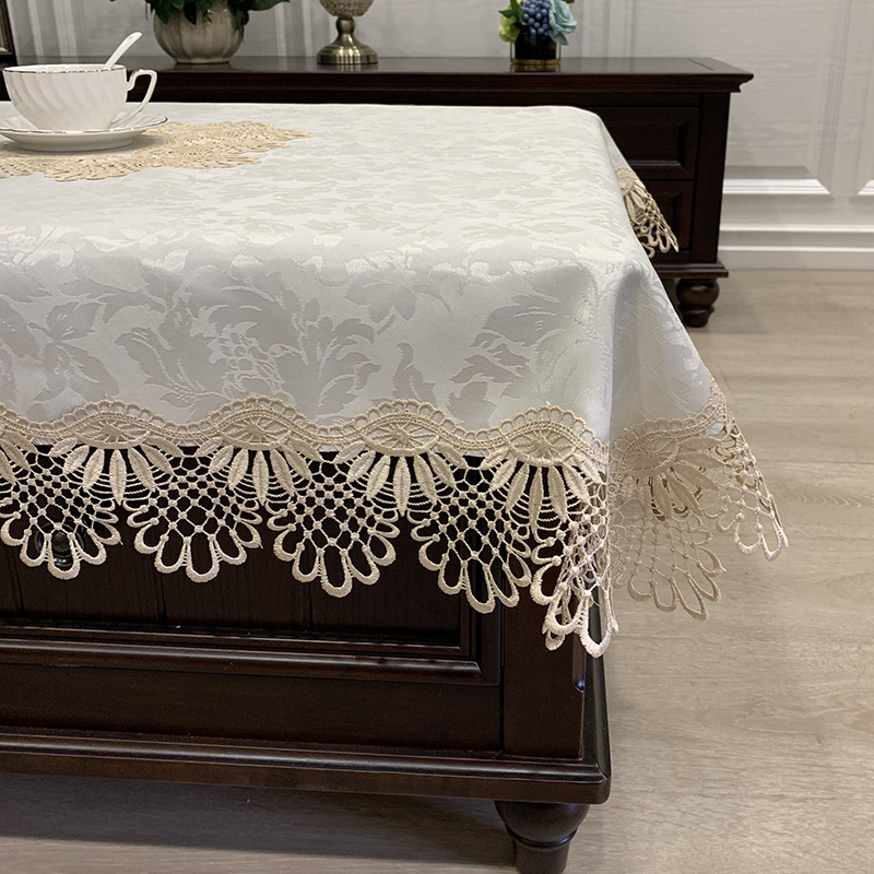 Lace Coffee Table Tablecloth European Style Fabric Dining Tablecloth Modern Simple Living Room Rectangular Cover Nordic Style Cover Cloth