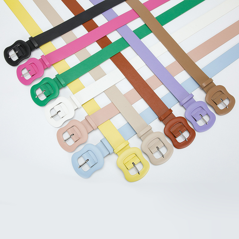 2023 bag buckle belt women's fashion solid color gourd buckle all-match decorative jeans clothing accessories belt Women's wide