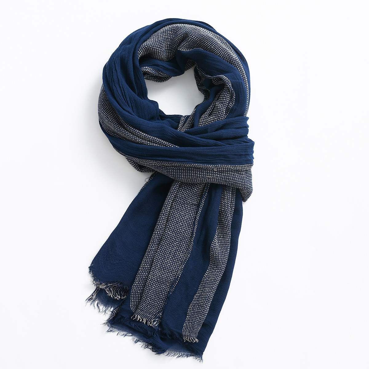 Men's simple color matching scarf spring and autumn new warm yarn-dyed scarf cross-border Amazon scarf