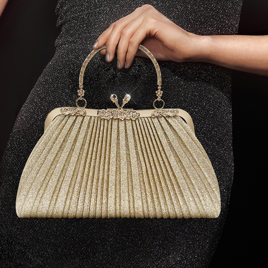 Cross-border e-commerce 2023 retro handbag cheongsam women's bag banquet evening dress bag pleated Bride wedding banquet bag