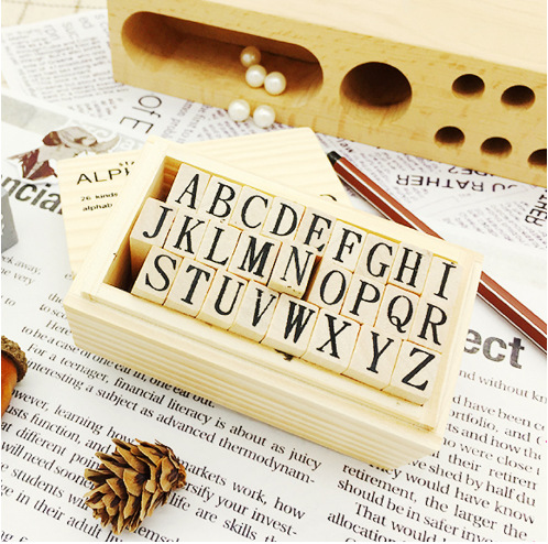 Basic Hand Account Set Typewriter Font Seal Ming Dynasty Orthodox Alphanumeric Wooden Seal 36 Pieces