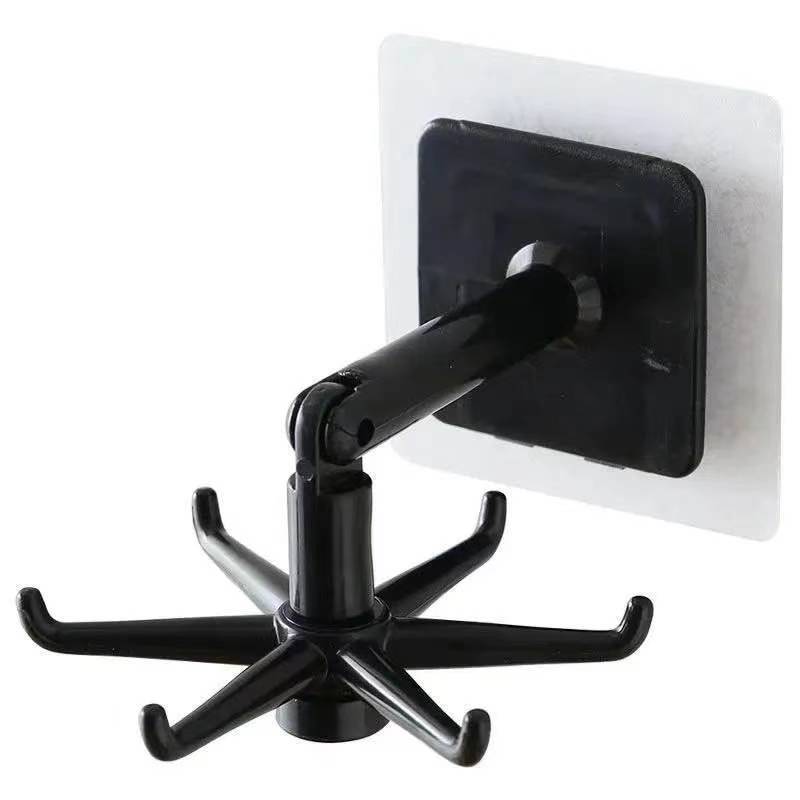 Multi-functional punch-free 360 rotating six-Claw hook kitchen storage and finishing wall-mounted hook multi-scene sticky hook