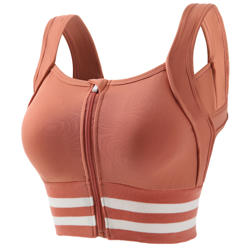 Front Zipper Sports Bra Women's Running Shockproof without Steel Ring Gathering Beauty Back Underwear Fitness Quick-drying Yoga Vest