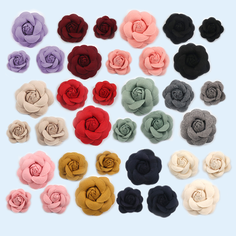 Artificial DIY Accessories Handmade Camellia Flower Bud Wool Fabric Flower Clothing Shoe Flower Accessories Hair Accessories Decorative Flowers