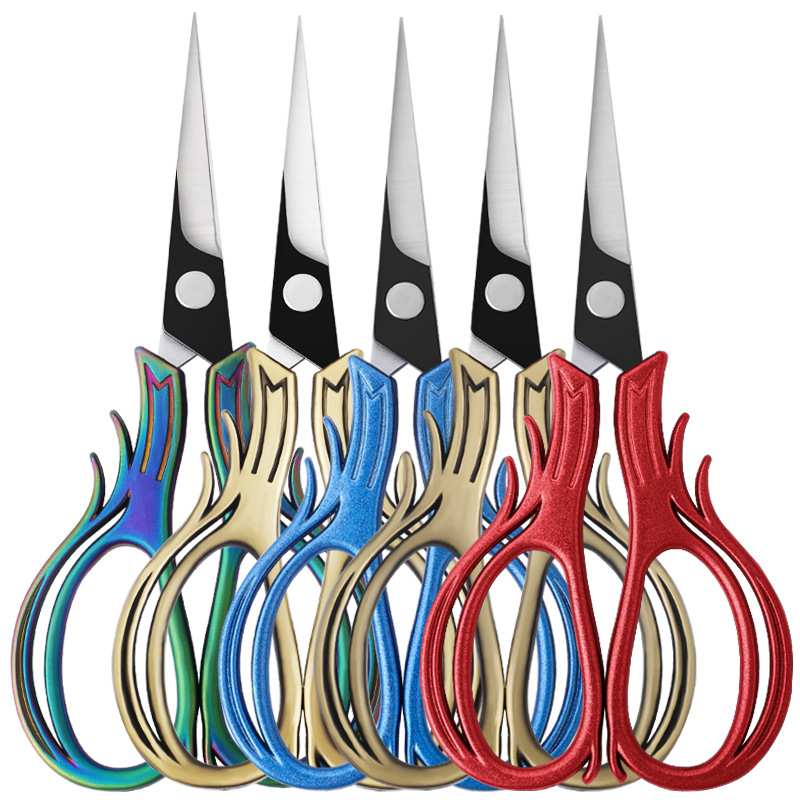 Strong stainless steel tailor scissors black blade vintage household scissors pitaya scissors embroidery professional small scissors tea bag scissors