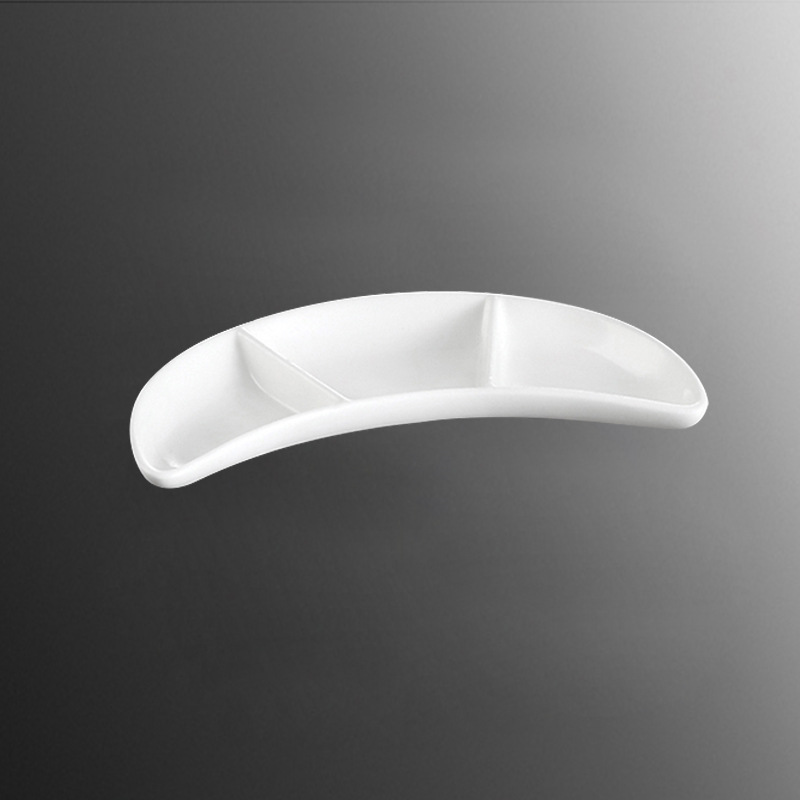 Pure White Flavor Dish Ceramic Sauce Dish Three-panel Dish Pigment Color palette Japanese-style Two-panel Dish Commercial Split Dip Dish