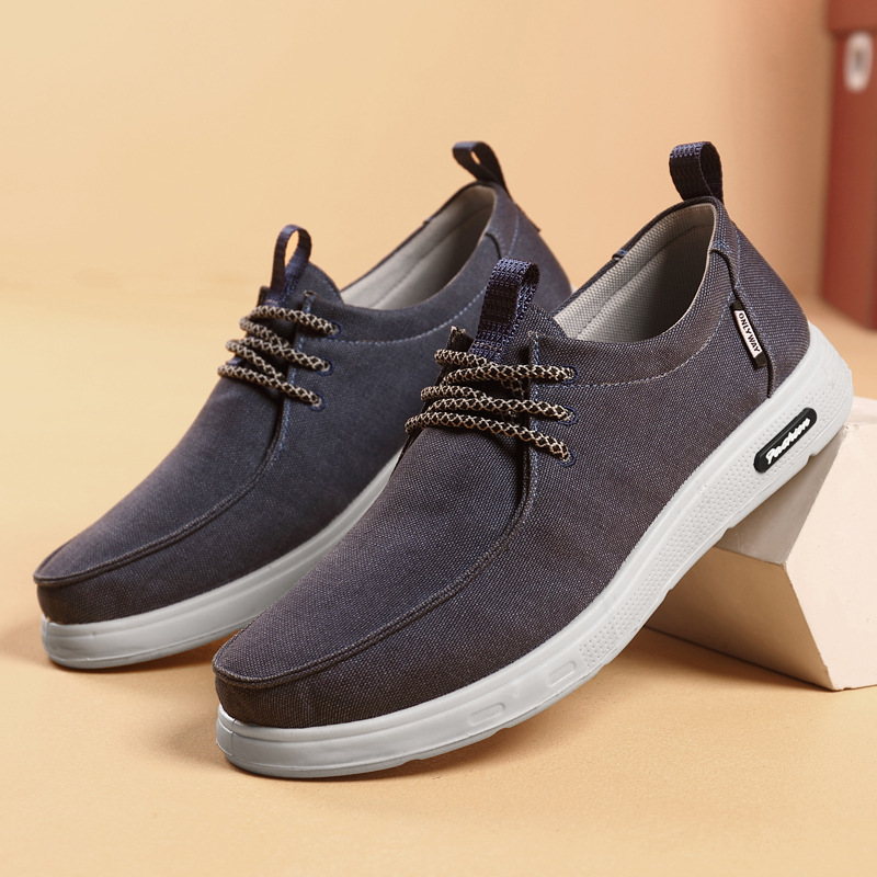 Shoes Men's 2023 New Men's Cloth Shoes All-match Soft Bottom Lace-up Casual Sports Men's Shoes Korean Fashionable Breathable Single
