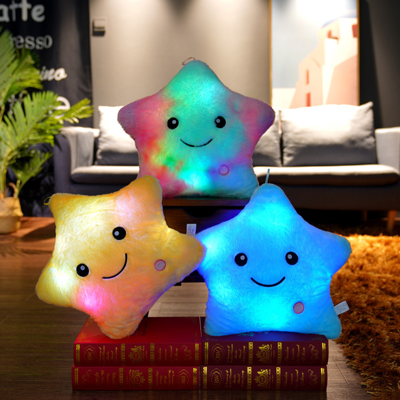 Manufacturer wholesale colorful luminous pillow cute five-pointed star luminous plush toy rag doll wholesale