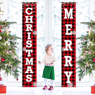 New Christmas couplet door width cross-border door curtain holiday porch decoration flag Christmas background to design