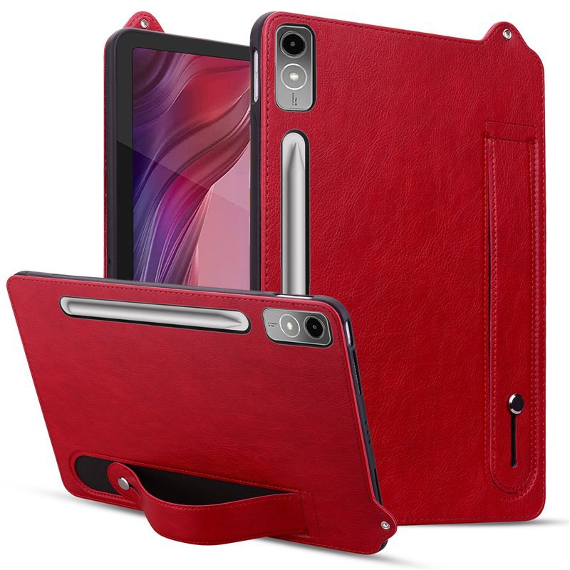 For ipad mini67 flat shell Samsung Tab S10 solid color crazy horse pattern wristband bracket anti-fall shell M9