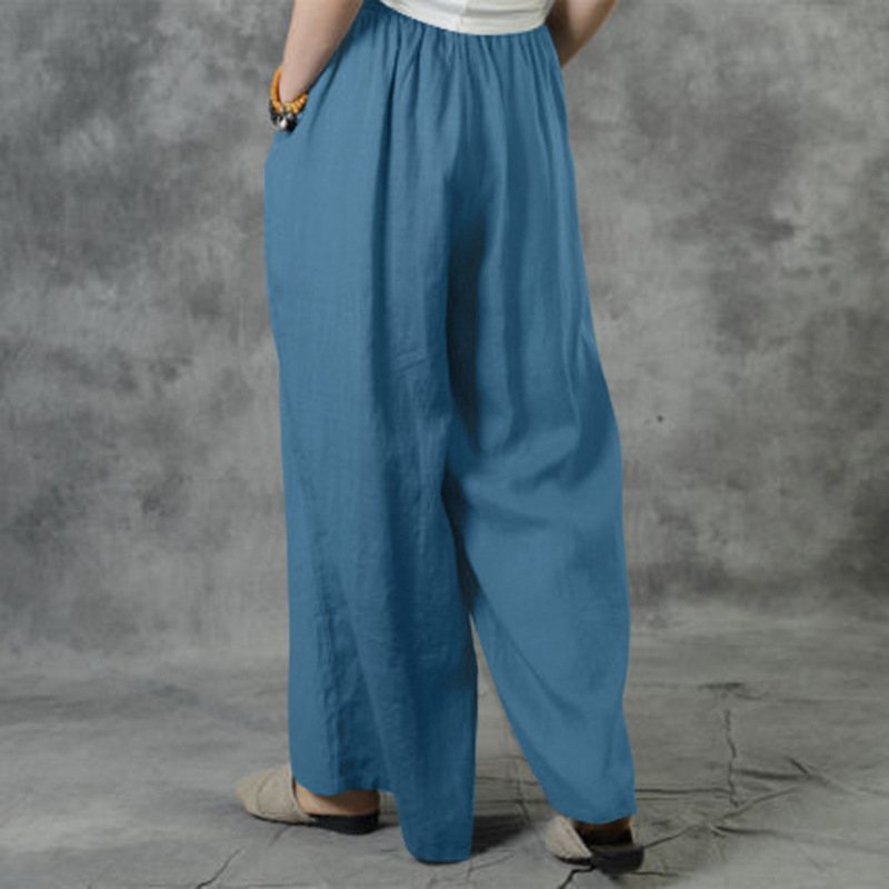 2023 European and American Amazon eBay women's clothing new European and American plus size loose cotton and linen casual trousers for women