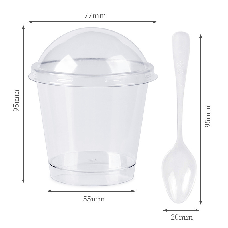 布丁杯蓋付きスプーンセット50個使い捨て木糠杯ムース杯ケーキヨーグルトカッププラスチックカップ200ml|undefined
