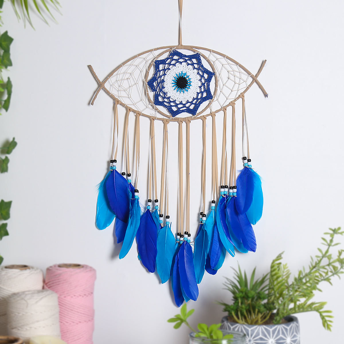 Decorative evil eyes dream catcher feather hand-woven crafts dream catcher pendant cross-border hot sale dream catcher