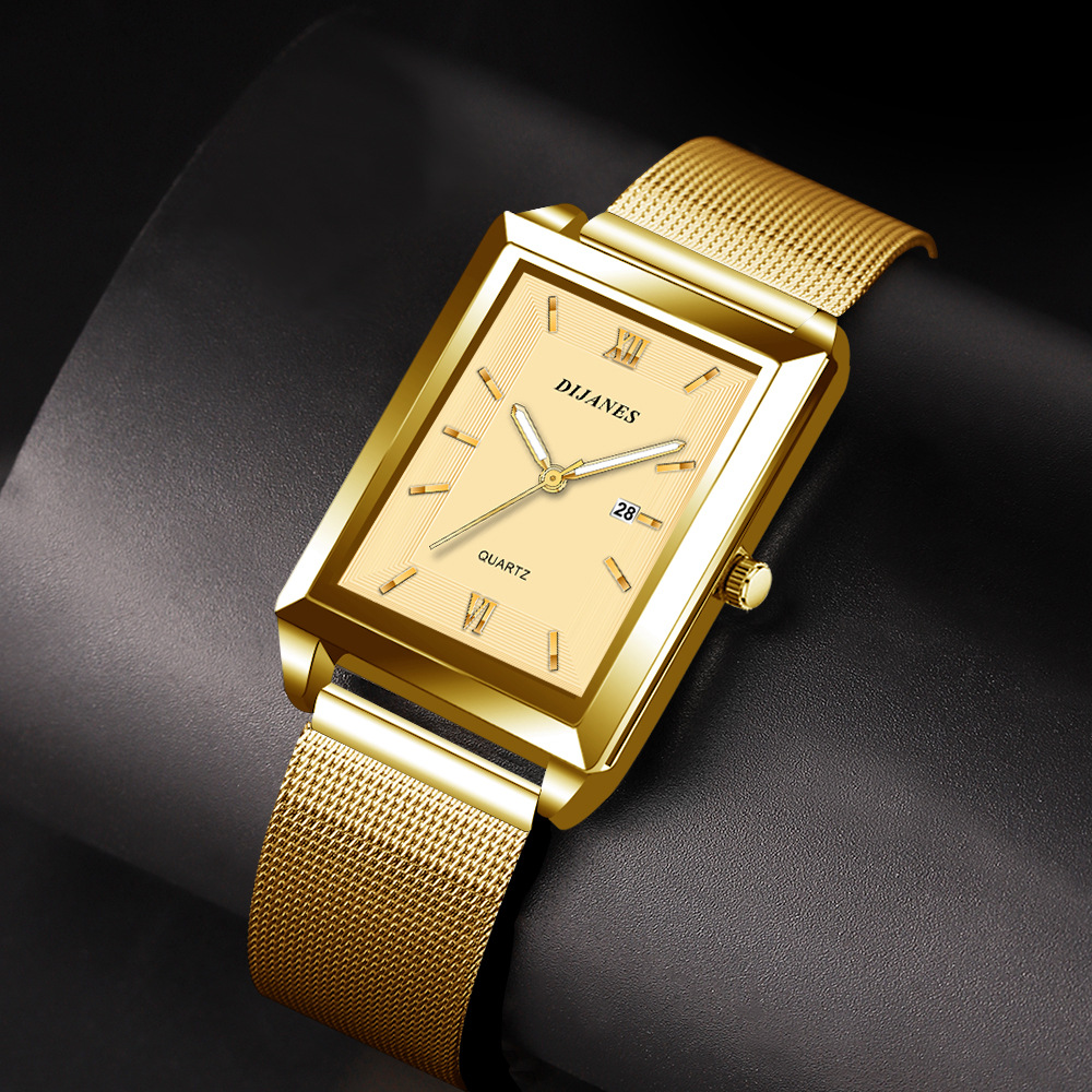 DIJANES New Business Men's Watch quartz square watch casual student watch fashion calendar watch men