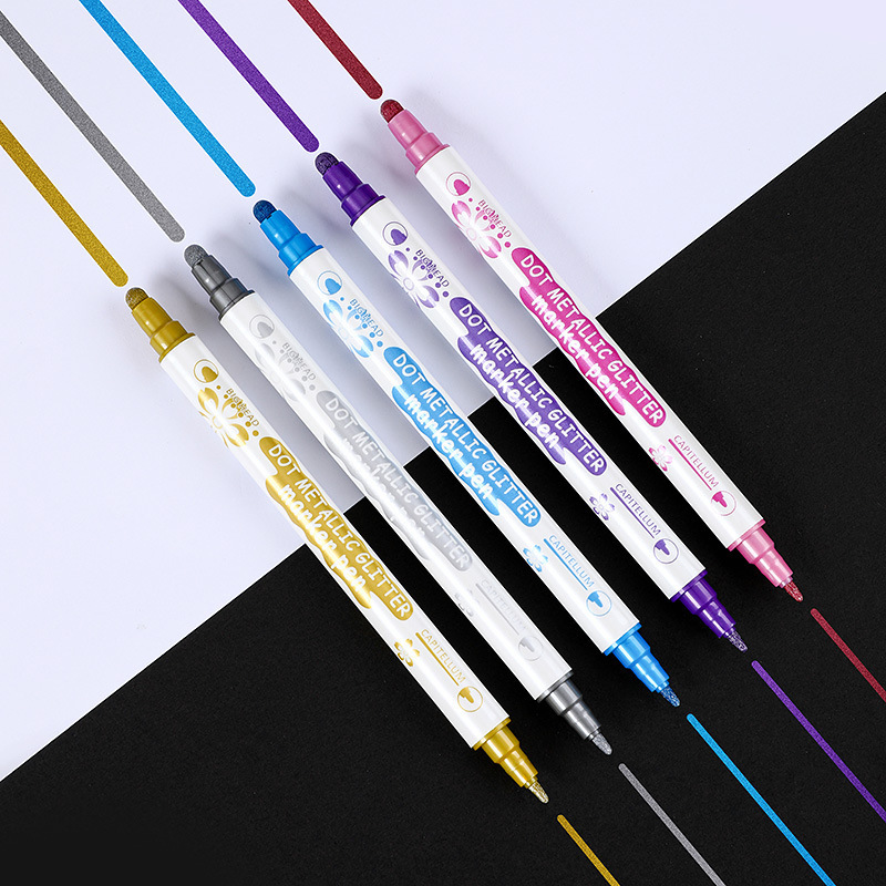 New Hand account metal Doodle pen double-headed highlighter diy color filling marker student graffiti color pearlescent pen