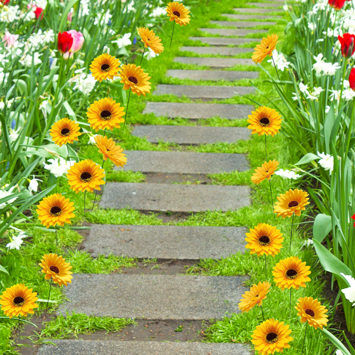 G328 Garden Card Outdoor Garden Decorations Landscape Courtyard Villa Simulation Sunflower Lawn Pile Pole
