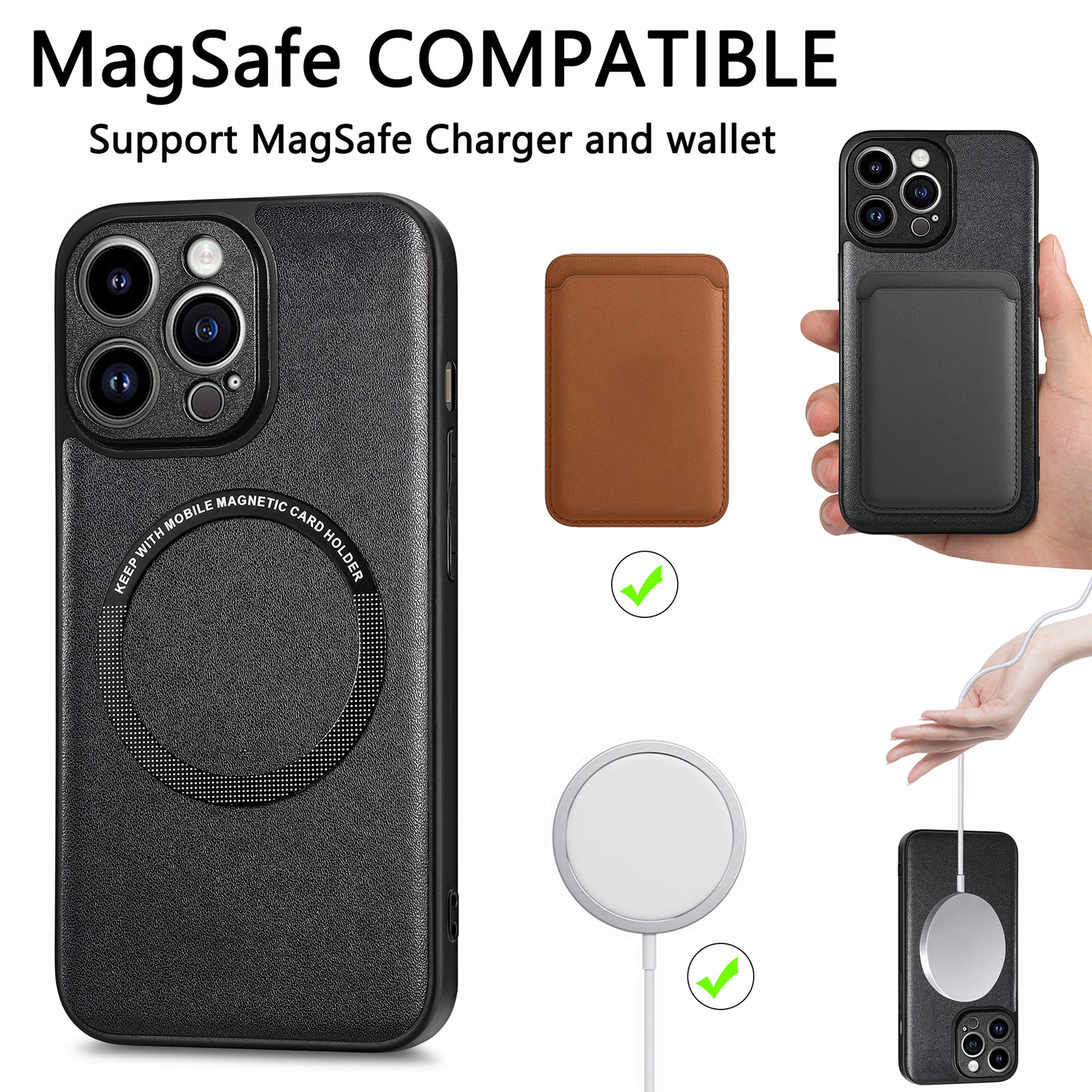 For iPhone and Apple 16 Stand Card Phone Case Carbon Fiber Leather iPhone15 Drop-resistant Protective Case