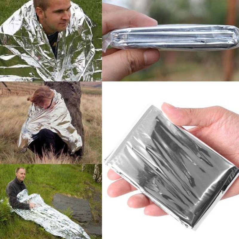 Outdoor portable 130 * 210PET silver emergency blanket emergency blanket life-saving insulation blanket sunscreen blanket Survival Outdoor