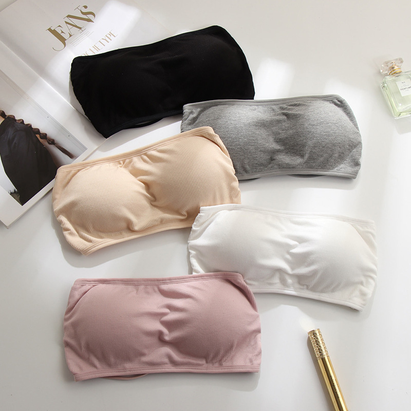New Strapless Strapless Underwear Without Steel Ring Fixed Cup Small Chest Thin Anti-walking Light Wrap Chest Beautiful Back Anti-slip Summer