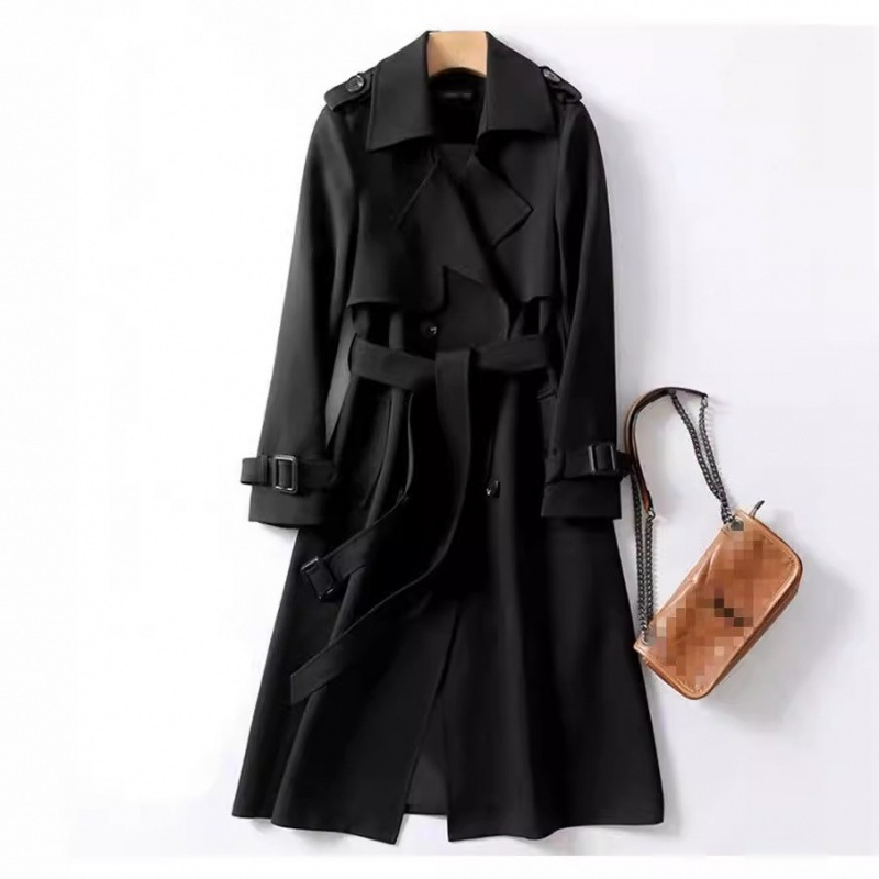 Windbreaker Women's Mid-length 2024 Spring New Korean Style plus size Small Popular British Style Coat Over-the-knee Coat