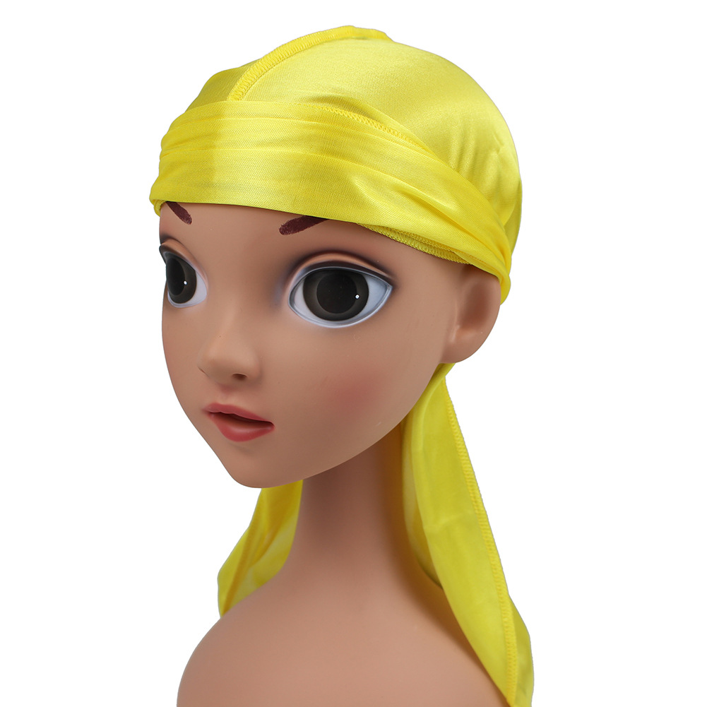 Cross-border Hot Selling Kids Imitation Silk Long Tail Headwear Cap Pirate Cap Elastic Toe Cap Durag