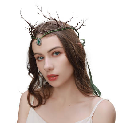 Exotic Branch Eyebrow Pendant Mori Genie Crown Halloween Elegant Headband Headband