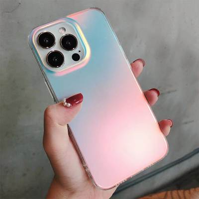 Laser Gradient Colorful Mobile Phone Case for iPhone16Promax Aurora Frosted Soft Case Apple 13/8plus