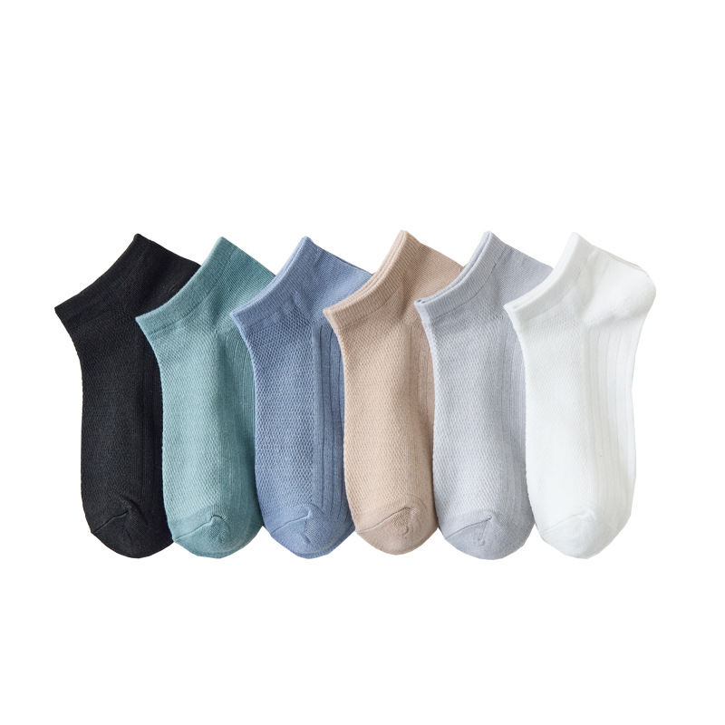 Socks Men's Summer Thin Boat Socks Men's Solid Color Drawn Short Tube Men's Socks Mesh Breathable Socks Summer ins Trendy
