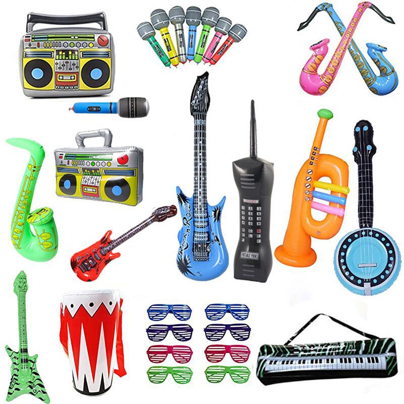 Flame Colorful Inflatable Guitar European and American Children's Stage Musical Instruments Props Children's Interest Cultivation Inflatable Toys Wholesale