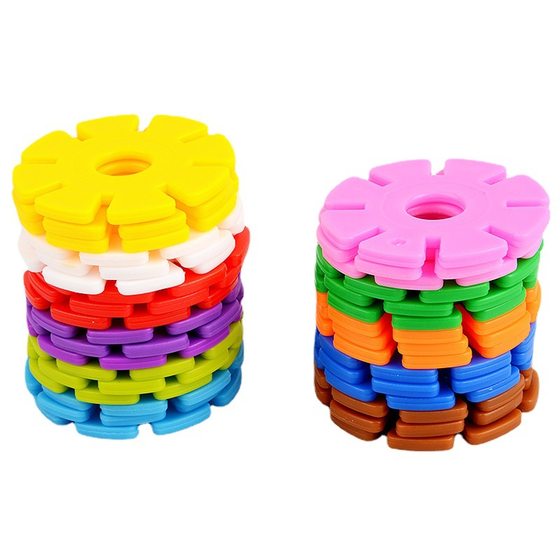 Round Hole] Thickened Large 4.3cm Snowflake Piece Building Blocks Children Boys and Girls Insert Benefiting Intelligence Toys